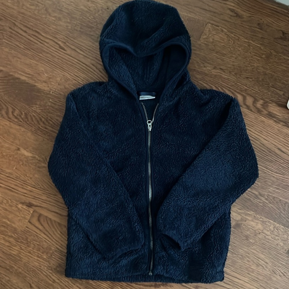 Hanna Andersson Navy Blue Sherpa Zip-Up Hoodie
